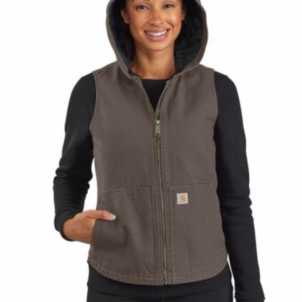 Carhartt Sherpa-Lined Hooded Vest - Taupe Gray